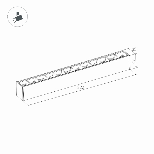 Светильник MAG-LASER-45-L320-12W Day4000 (BK, 15 deg, 24V) (Arlight, IP20 Металл, 5 лет)