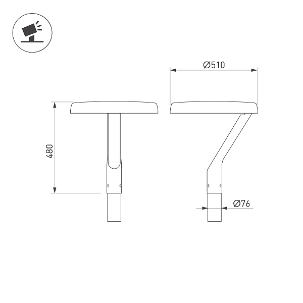 Светильник ALT-DEKKEL-50W Warm3000 (BK, 145x40 deg, 230V) (Arlight, IP65 Металл, 5 лет) Lednikoff