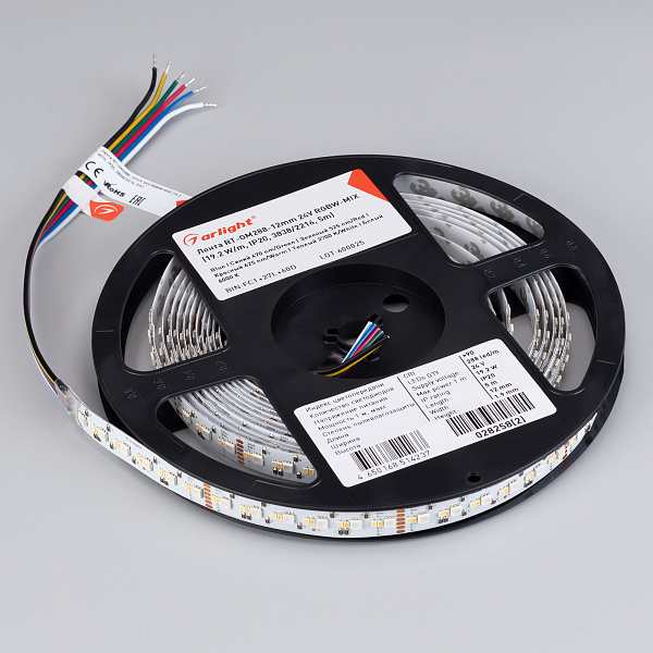 Светодиодная лента RT-GM288-12mm 24V RGBW-MIX (19.2 W/m, IP20, 3838/2216, 5m) (Arlight, Открытый) Lednikoff