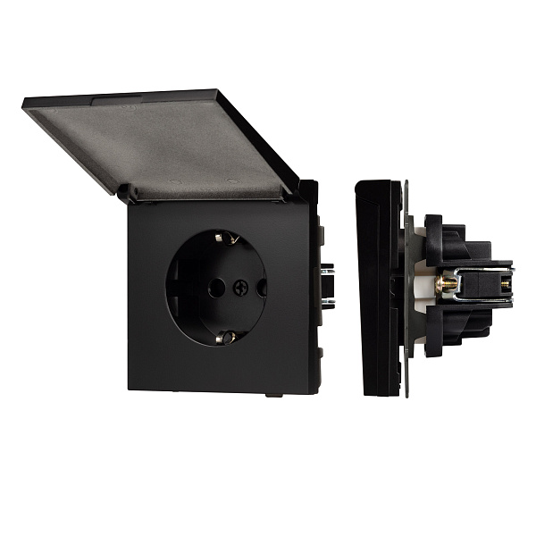 Механизм розетки влагозащищённый SCT-TENDO-MCP-PL-BK (230V, 16A) (Arlight, Черный) Lednikoff