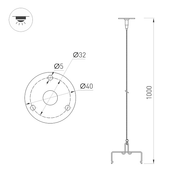 Подвес ALT-TUBULAR-HANG-L1000 (SL) (Arlight, -) Lednikoff