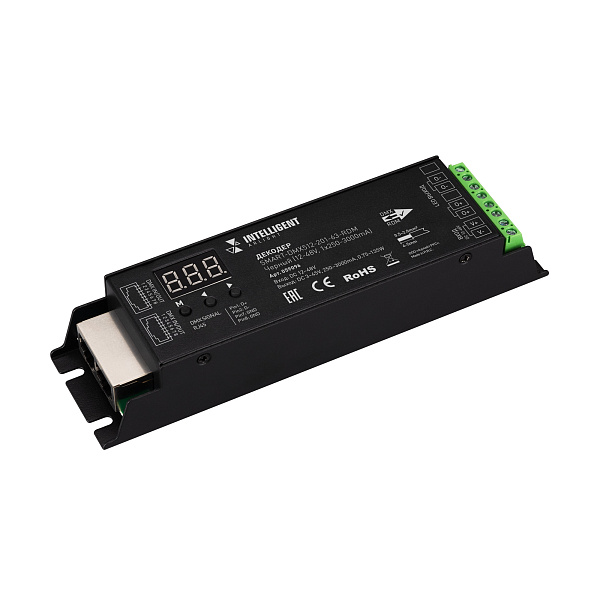 INTELLIGENT ARLIGHT Декодер SMART-DMX512-201-63-RDM Черный (12-48V, 1х250-3000mA) (IARL, IP20 Металл, 5 лет) Lednikoff