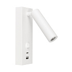 Светильник SP-BED-CHARGE-S60x125-3W Warm3000 (WH, 20 deg, 230V, USB-A, USB-C) (Arlight, IP20 Металл, 3 года) Lednikoff