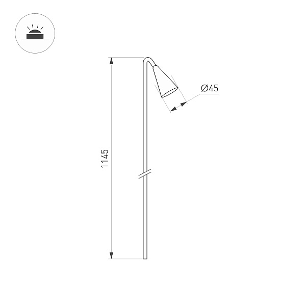 Светильник KT-HAREBELL-BOLL-H1145-3W Warm3000 (BK, 40 deg, 24V) (Arlight, IP65 Металл, 3 года) Lednikoff
