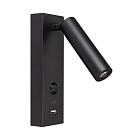 Светильник SP-BED-CHARGE-S60x125-3W Warm3000 (BK, 20 deg, 230V, USB-A, USB-C) (Arlight, IP20 Металл, 3 года) Lednikoff