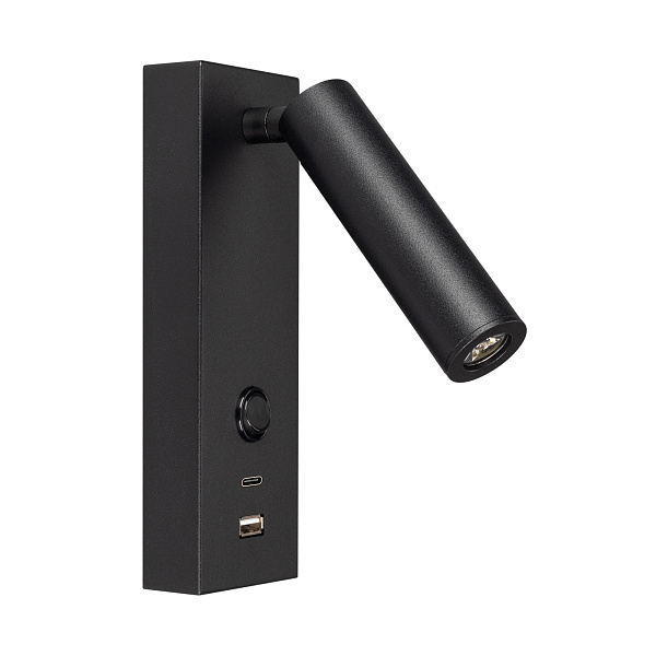 Светильник SP-BED-CHARGE-S60x125-3W Warm3000 (BK, 20 deg, 230V, USB-A, USB-C) (Arlight, IP20 Металл, 3 года) Lednikoff