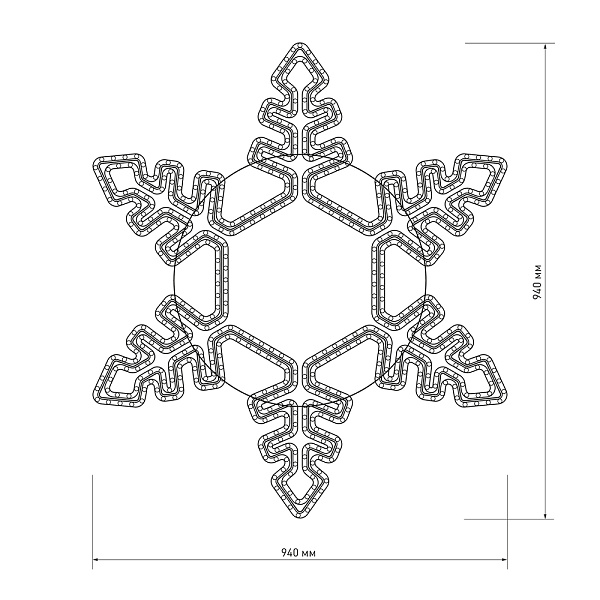 Фигура ARD-SNOWFLAKE-M2-940x940-576LED Blue (230V, 32W) (Ardecoled, IP65) Lednikoff