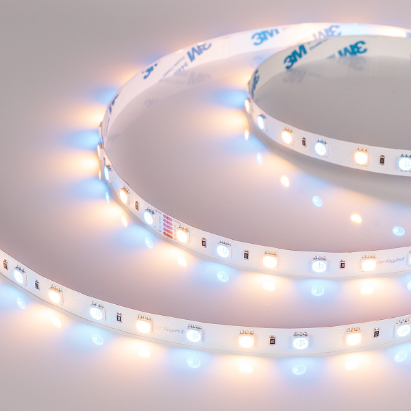 Светодиодная лента RT-B60-10mm 24V RGBW-Warm (14.4 W/m, IP20, 5060, 5m) (Arlight, Открытый) Lednikoff