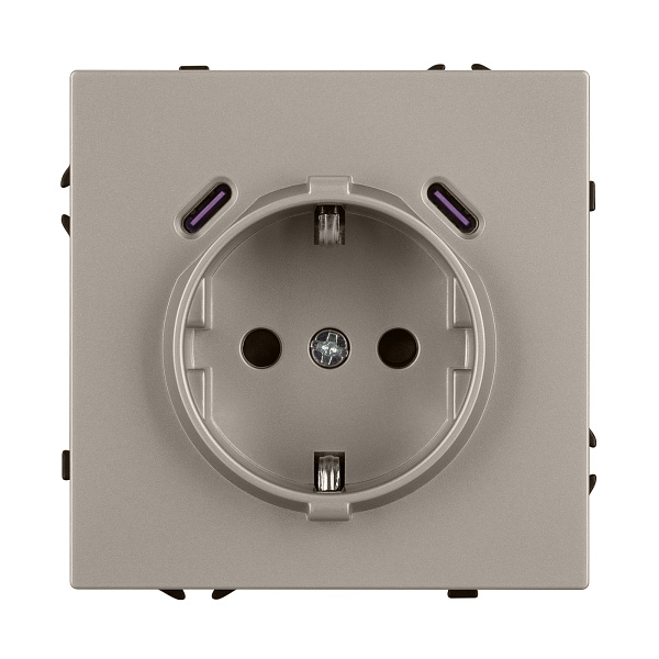 ARL NOBE Розетка зк со шторками с USB тип C+С софт-тач кашемир SCT-MUCC-SFPL-CA (250V, 16A) (Arlight, -) Lednikoff