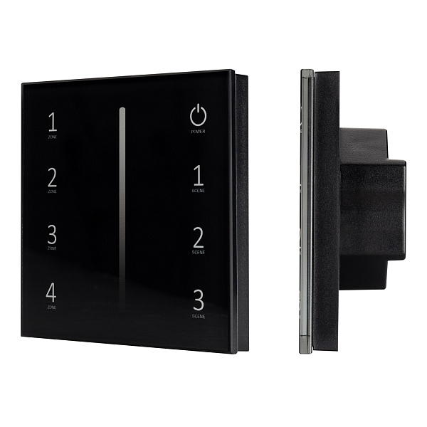 Панель Sens SMART-P17-DIM Black (230V, 4 зоны, 2.4G) (Arlight, IP20 Пластик, 5 лет) Lednikoff