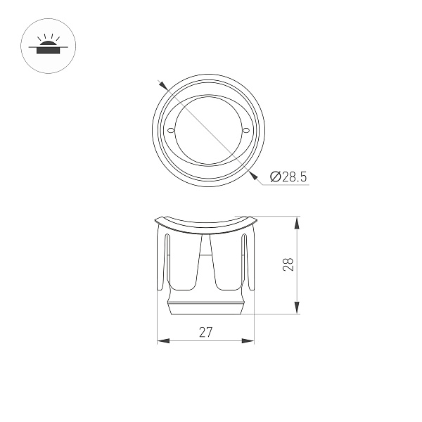 Светильник ALT-LODESTAR-HANDRAIL-R27-1.5W Warm3000 (GR, 70 deg, 12-24V) (Arlight, IP67 Металл, 3 года) Lednikoff