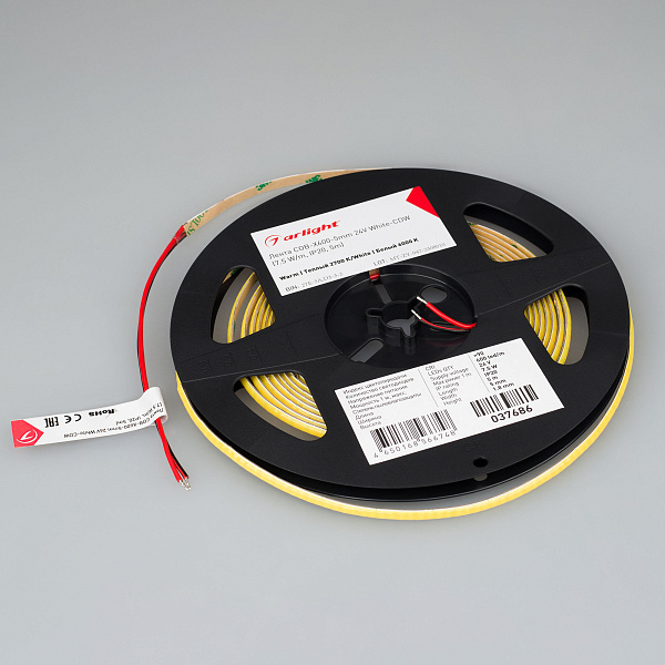 Светодиодная лента COB-X600-5mm 24V White-CDW (7.5 W/m, IP20, 5m) (Arlight, -) Lednikoff
